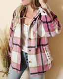 Bonfire Pink Plaid Shirt Jacket: Alternate View #1