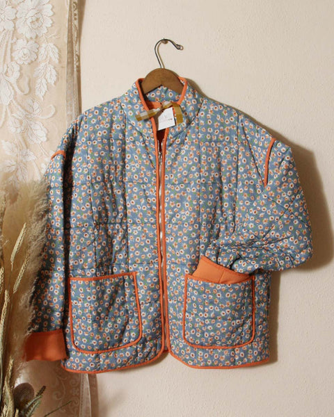 ☆人気☆【LOOM LOOM】☆QUILTING COAT (flower line)☆ cottage_floral_quilt_jacket_gr
