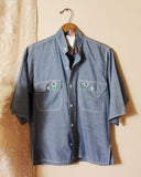 Vintage Chambray Embroidered Shirt: Alternate View #1