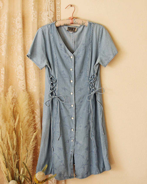 Vintage Forenza Denim Tie Dress: Featured Product Image
