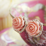 Rose Bud Stud Earrings in Pink: Alternate View #2