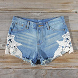 Denim & Lace Shorts: Alternate View #1
