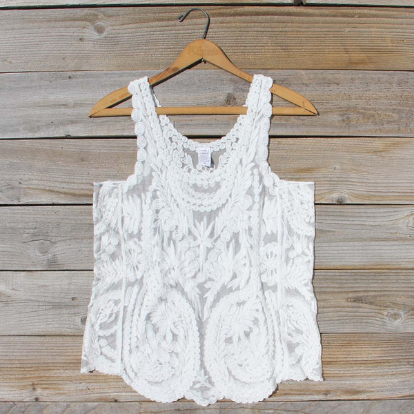 Summer Snow Lace Tank in White: Featured Product Image