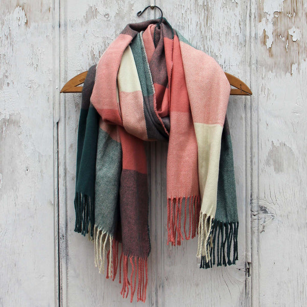 The Lodge Plaid Scarf in Peach: Featured Product Image