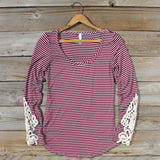 Sleepy Creek Lace Tee in Burgundy: Alternate View #1