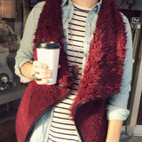 Arctic Sherpa Vest in Burgundy: Alternate View #3