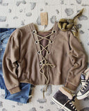 Bailey Tie Back Sweatshirt in Brown: Alternate View #3