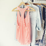Basic Stripe Tank in Coral: Alternate View #2