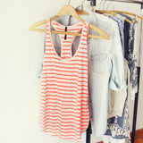Basic Stripe Tank in Coral: Alternate View #1