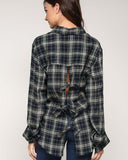 Tie Back Plaid Top in Navy: Alternate View #2