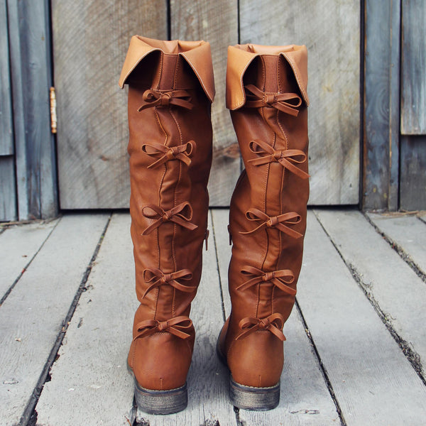 The Bow Back Boots in Cognac: Featured Product Image