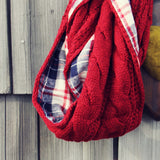 Knit & Plaid Scarf in Burgundy: Alternate View #2