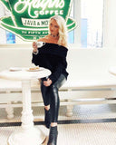 Cable & Feather Sweater in Black: Alternate View #2