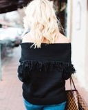 Cable & Feather Sweater in Black: Alternate View #3