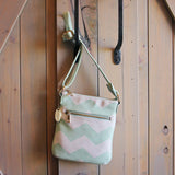 The Chevron Cross Body Tote in Mint: Alternate View #1