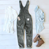 Cozy Corduroy Overalls in Sage: Alternate View #4