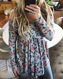 Crescent Flower Top in Gray: Alternate View #1