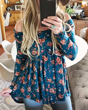 Crescent Flower Top in Teal: Alternate View #1