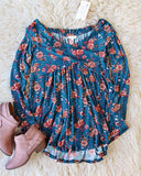 Crescent Flower Top in Teal: Alternate View #2