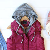 Forest Smoke Hooded Vest in Burgundy: Alternate View #2