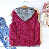 Forest Smoke Hooded Vest in Burgundy: Alternate View #4