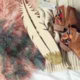 Gilded Wood Wall Feather: Alternate View #2