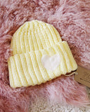 Hand Knit Heart Beanie in Sun: Alternate View #1