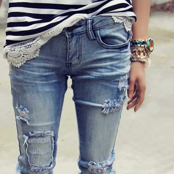 Patches & Fray Jean, Sweet Distressed Denim Jeans from Spool 72