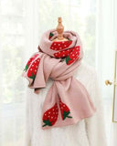 Strawberry Knit Scarf in Pink: Alternate View #4