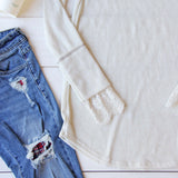 Lace Cuff Thermal in Cream: Alternate View #2