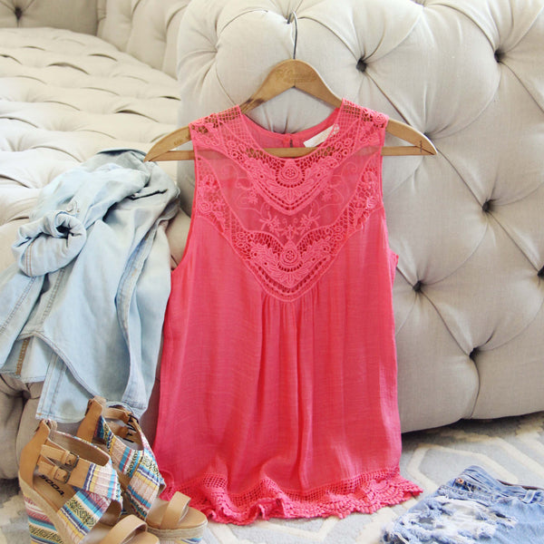 Lace Gypsy Top in Coral: Featured Product Image