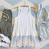The Lace Hem Layering Tank in White: Alternate View #1