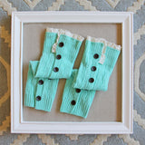 Winter Lace Boot Socks in Mint: Alternate View #1