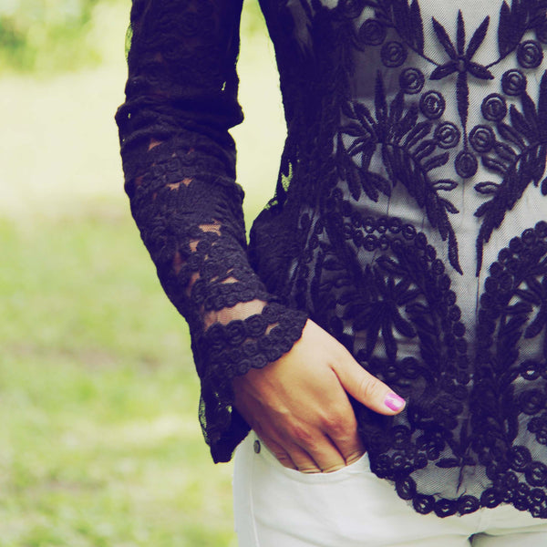 Laced in Snow Blouse in Black: Featured Product Image