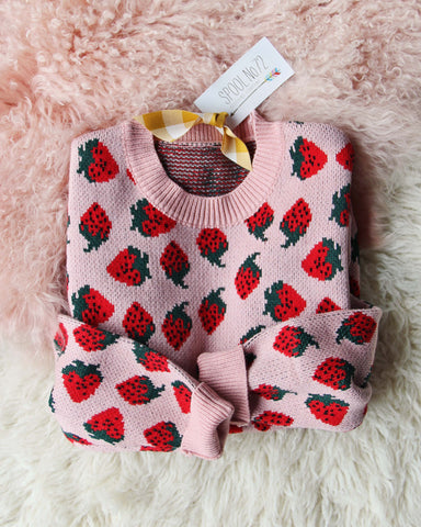 Snowy Strawberry Sweater