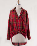 Laid-Back Plaid Top in Red: Alternate View #2