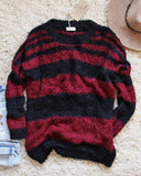 Layla Cozy Stripe Sweater in Wine: Alternate View #2
