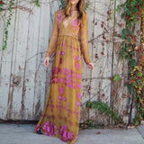 The Medallion Maxi Dress in Mustard (wholesale): Alternate View #1
