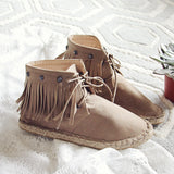 Missoula Fringe Moccasins in Sand: Alternate View #1