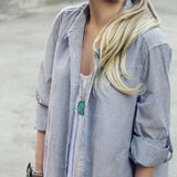 Pinstripe Boyfriend Shirt Dress: Alternate View #2