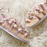 Pom Pom Wrap Sandals: Alternate View #2