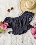 RahiCali Boho Tropics Top in Black: Alternate View #3