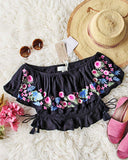 RahiCali Boho Tropics Top in Black: Alternate View #1
