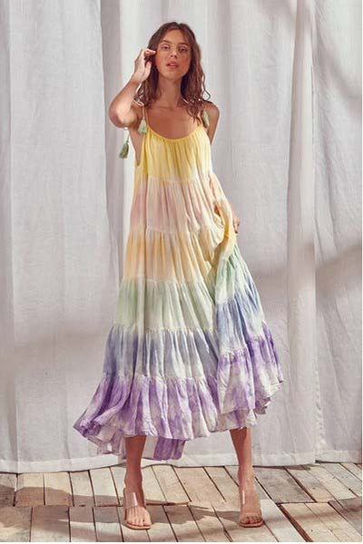 rainbow tiered maxi dress Rainbow Colorblock Tiered Maxi Dress  Confetti Boutique