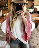 Ruffle Baseball Tee in Dusty Rose: Alternate View #1