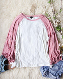 Ruffle Baseball Tee in Dusty Rose: Alternate View #2