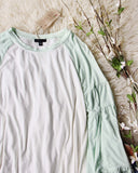 Ruffle Baseball Tee in Sage: Alternate View #2
