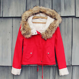 Sherpa Coat in Red: Alternate View #1