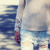 Skyline Lace Sweater in Sand: Alternate View #1