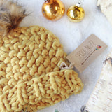 Soft Snow Knit Beanie in Mustard: Alternate View #2